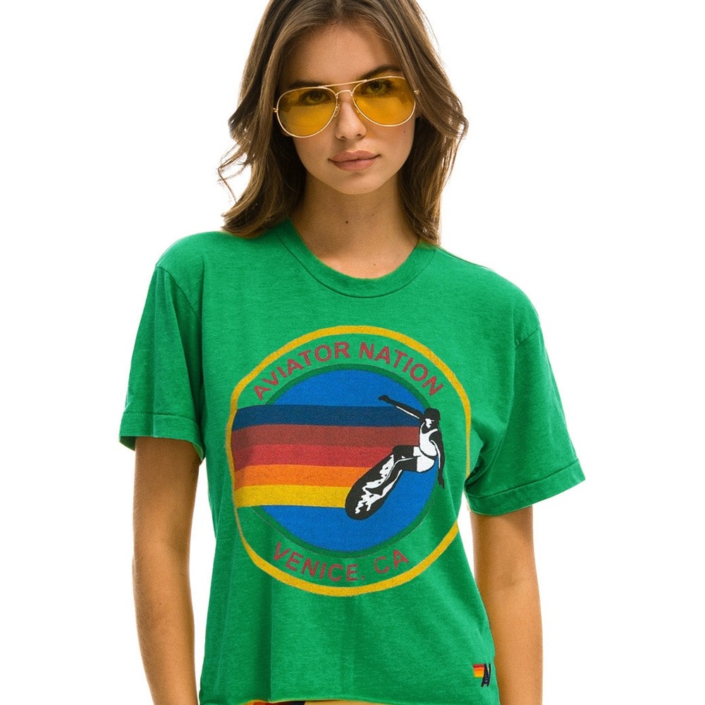 aviator nation green boyfriend shirt